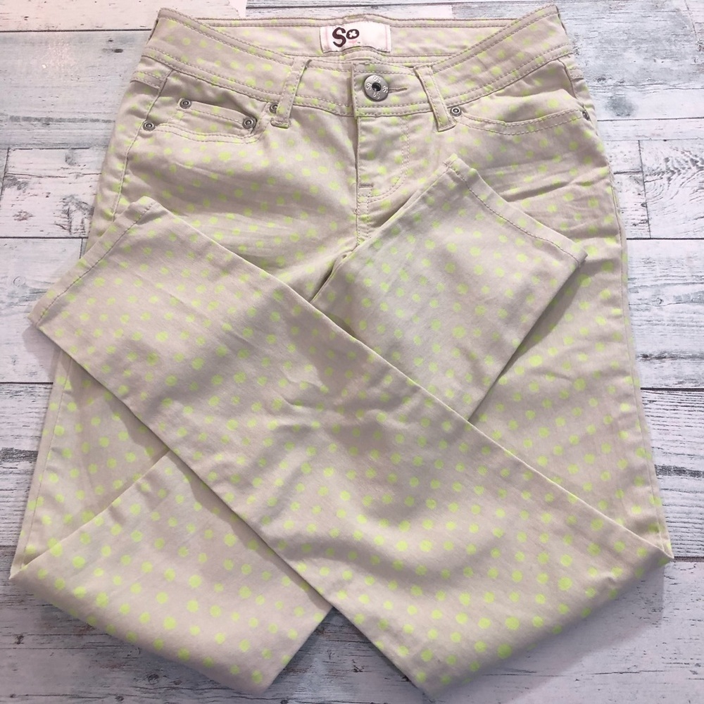 SO Tan and Neon Polka Dot Skinny Jeans Size 0 - Picture 4 of 9